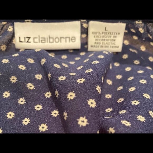 Liz Claiborne Blue Polka Dot Shirt Size Large - Picture 3 of 10